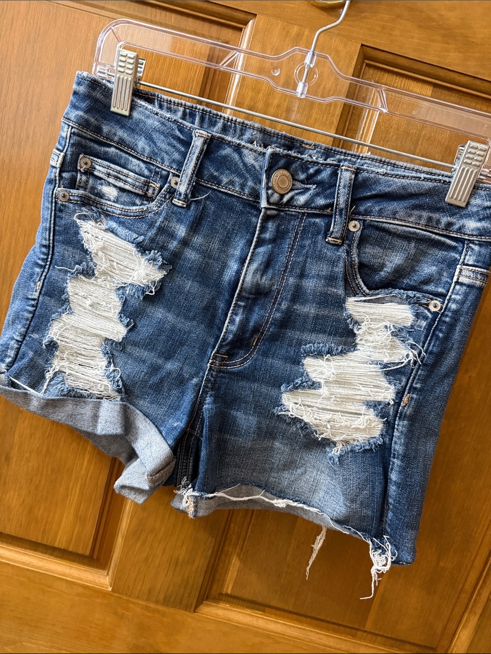 American Eagle Outfitters Distressed Denim Shorts - Blue